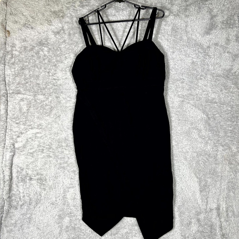 Torrid Bodycon Dress Womens 18 Black Stretch Cocktail Spaghetti Strap Wrap Hem